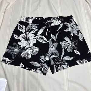 Zac & Rachel Black Hawaiian Print Shorts Women's XL | Lightweight Summer